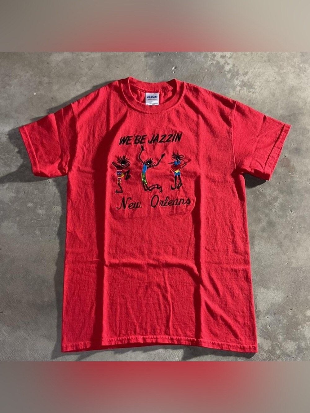 Vintage We Be Jazzin New Orleans Red Cotton Tee